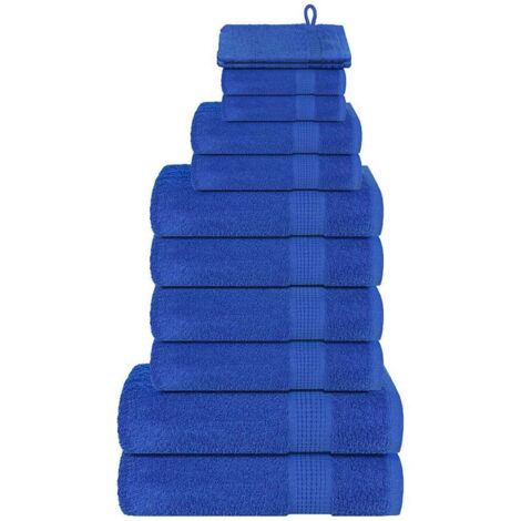 Juego de toallas 12 piezas 100% algodón azul 360 gsm