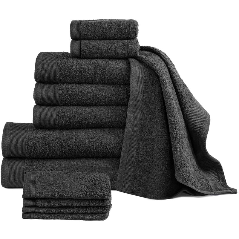 

Juego de Toallas 12 Piezas Algodón 450 g/m² Negro - Negro - Vidaxl