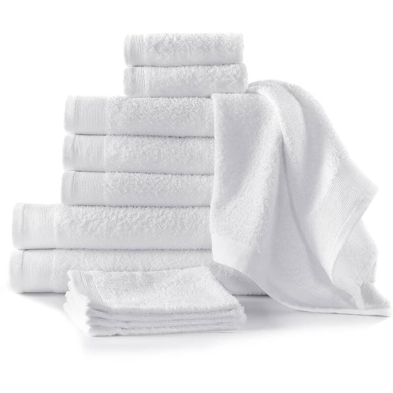 

Juego de toallas 12 piezas algodon blanco 450 g/m²