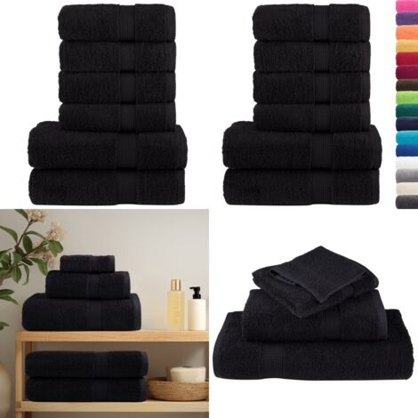 Juego de toallas premium SOLUND 6 unidades negro 600 gsm - Toalla de mano - Toalla de ducha