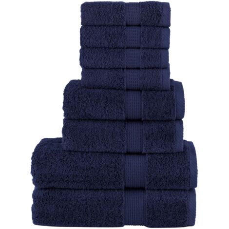 Juego de toallas premium SOLUND 8 unidades azul marino 600 gsm