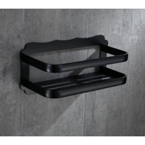Juego de toalleros de aluminio para accesorios de baño (estante de almacenamiento - pintura negra)