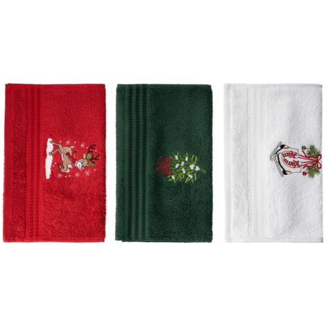 Juego de toallitas Set 100% Algodón Verde Rojo Blanco 500 gr/m²