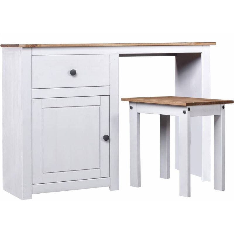 

Juego de tocador 2 pzas madera maciza pino estilo Panamá blanco