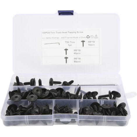 [Juego de tornillos] - 100 tornillos autorroscantes M5x16/19mm - Manganeso para guardabarros de automóviles - Adecuado para Audi A1 2011-2018
