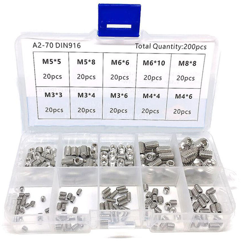 

Juego de tornillos de cabeza hexagonal de 200 piezas