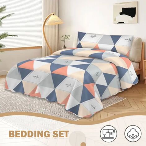 Juego de tres piezas con estampado geométrico triangular, apto para sábanas de 160 x 250 cm, 135
