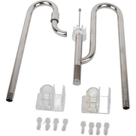 Juego de tuberías de entrada/salida de acero inoxidable de 16 mm con skimmer de superficie y soportes acrílicos para acuario.