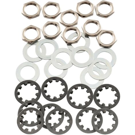 Juego de tuercas, arandelas y anillos dentados de acero de 3/8 de pulgada para potenciómetros y conexiones (10 piezas)