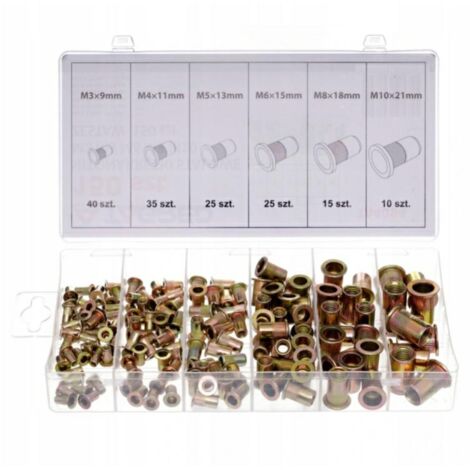Juego de tuercas de acero Nitonakrętki M3-M10, 150 piezas, mix de tamaños, alta calidad, ideal para conexiones eléctricas y mecánicas, marca Silver