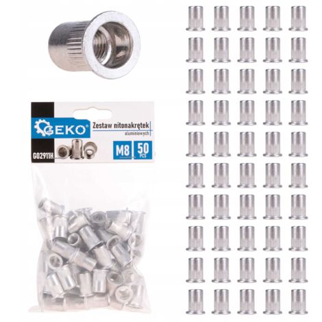 JUEGO DE TUERCAS REMACHABLES DE ALUMINIO M8 50 UDS.