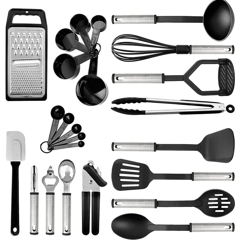 Juego de utensilios de cocina de acero inoxidable, 24 piezas,
