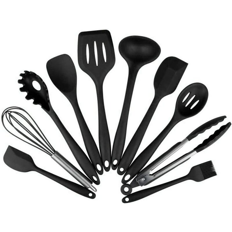 

Juego de utensilios de cocina de silicona, cucharas de cocina, espátulas, pinzas, espumaderas, cucharones para sopa, batidor, pinzas para espagueti.