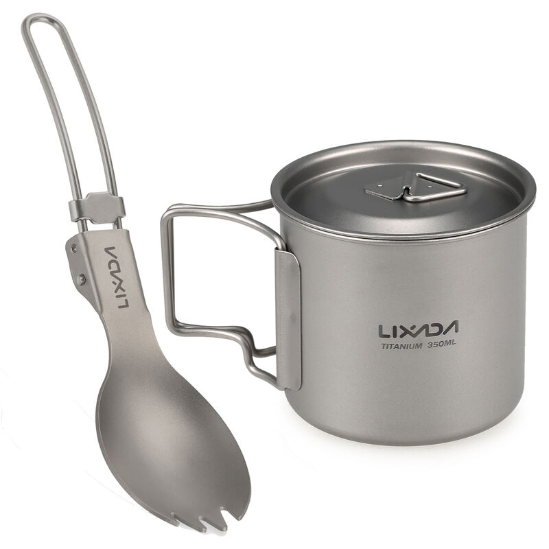 

Juego de utensilios de cocina 300ml / 350ml / 420ml / 550ml / 650ml / 750ml Taza de titanio ultraligera con vajilla plegable para cena, vajilla para