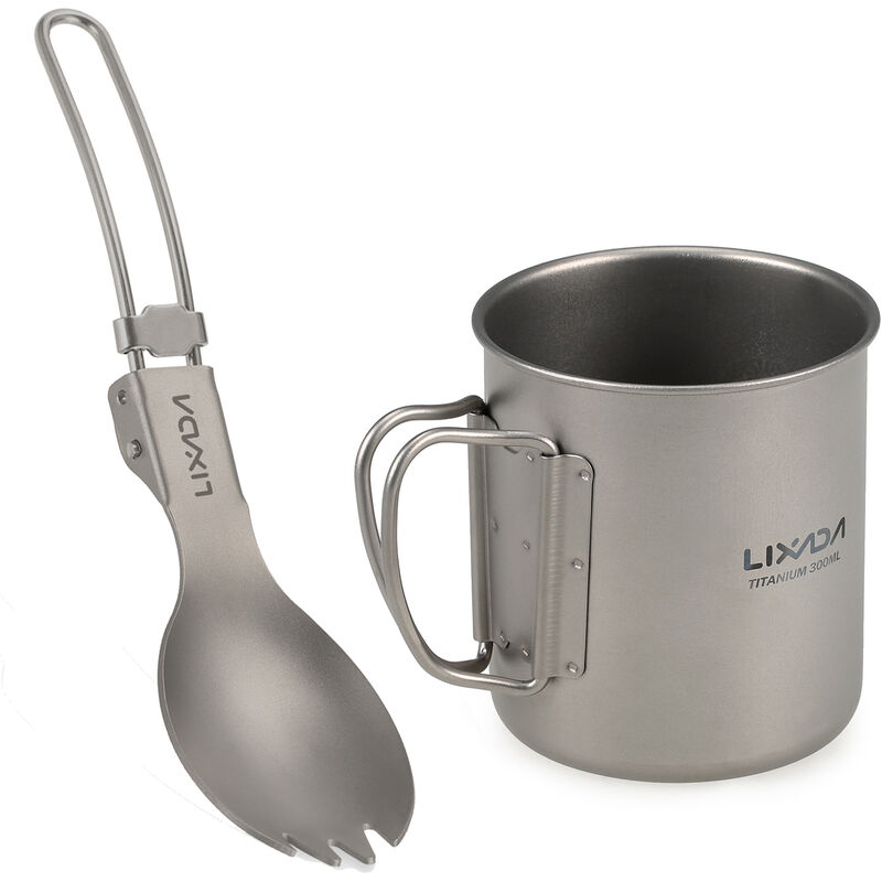 

Juego de utensilios de cocina 300ml / 350ml / 420ml / 550ml / 650ml / 750ml Taza de titanio ultraligera con vajilla plegable para cena, vajilla para