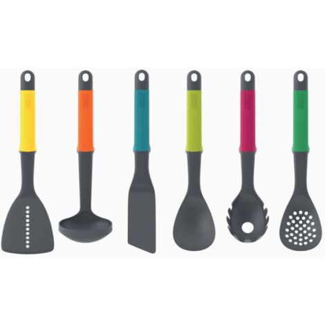 Juego de utensilios multicolores de 6 piezas Joseph Joseph Elevate Carousel Utensilios de cocina con diseño ergonómico y base giratoria, antideslizante, color multicolor