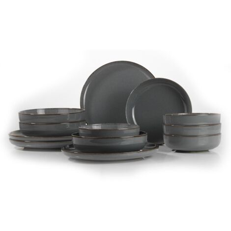 Juego de vajilla Set 100% Porcelana Gris