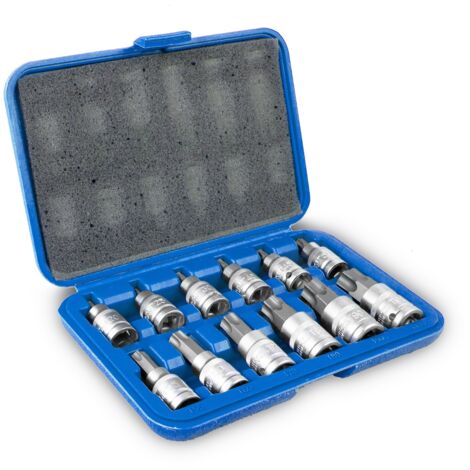 Juego de vaso con punta torx de 1/2 acero crv T20, T25, T30, T40, T45, T50, T55, T60, T70, T80, T90, T100, 12 piezas