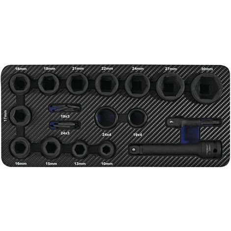 Juego de vasos de impacto 34 piezas 1/2 pulgada hexagonal PROMAT