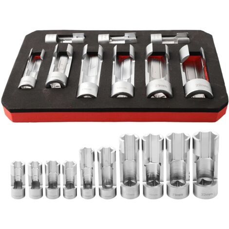 Juego de vasos especiales para inyectores diésel Juego de llaves de 9 piezas para aplicaciones de 1/4", 3/8" y 1/2"