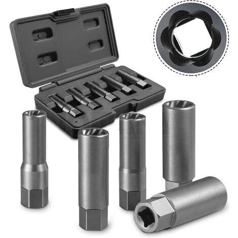Juego de vasos LARGOS para quitar tuercas y tornillos dañados y tornillos antirrobo ( Vasos Twist ), 5 piezas