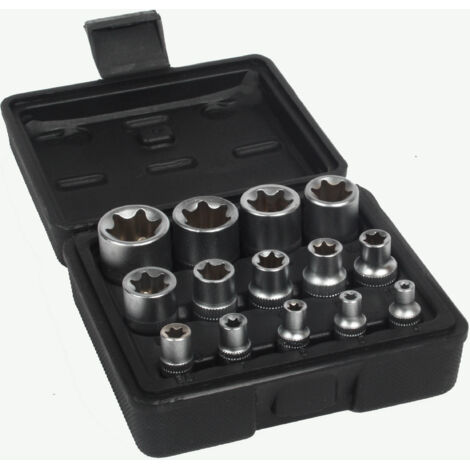 Juego de vasos Torx 1/2"", 3/8"", 1/4"" E4-E24 14 uds.