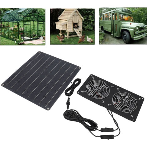 Juego de ventiladores extractores solares de 20 W fabricados en ABS: 2 ventiladores con control de interruptor doble para gallineros, invernaderos y habitaciones pequeñas.