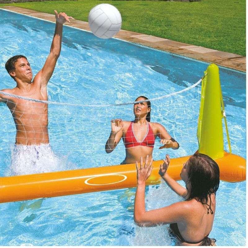 Trade Shop - Gioco Volleyball Pallavolo Rete Gonfiabile E Pallone Da Piscina 239 X 64 X 91 Cm -