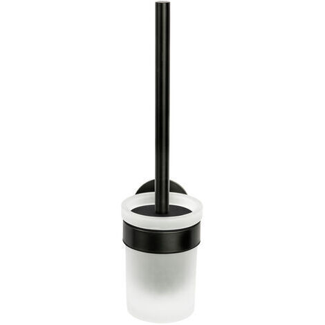 Juego de WC Meleto Negro con Cepillo para Limpieza de Baño Elegante