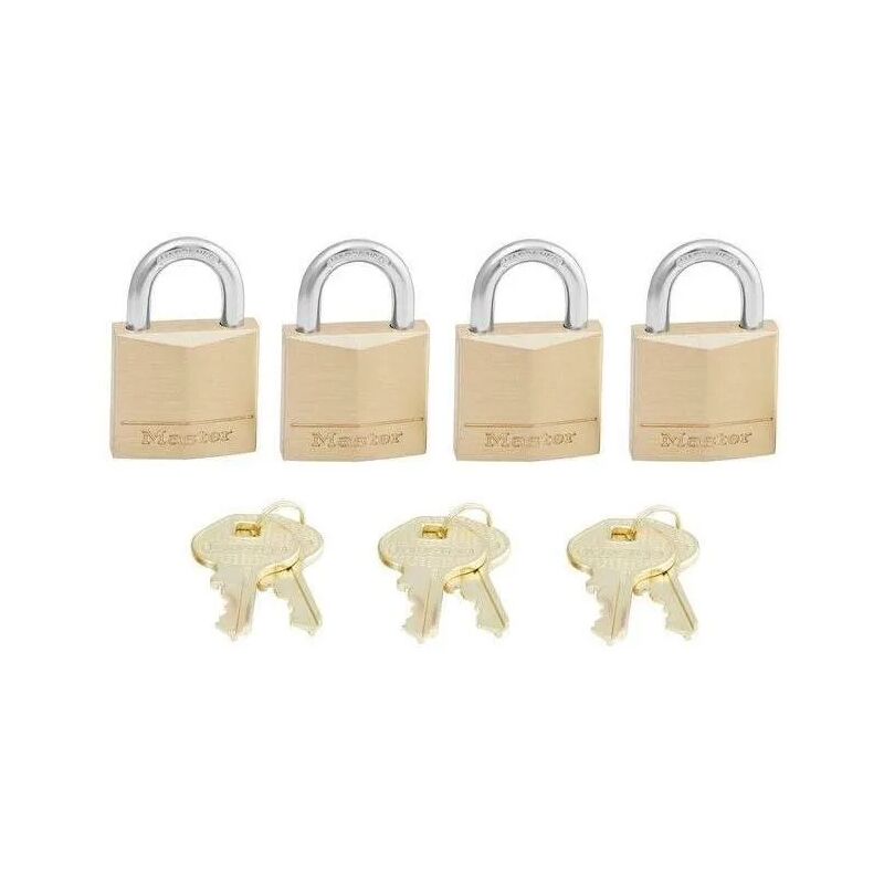 

Juego decuatro candados de latón de 30 mm con cerradura maestra.