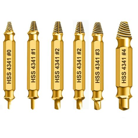 Juego extractores tornillos 6 piezas, regalo Navidad hombres adultos, herramienta perforación extrae fácil tornillos tuercas pernos dañados oxidados rotos