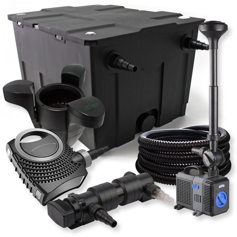 

Wiltec - Juego Filtro 1 Camera 60.000 l purificador para estanque UVC 18 W Bomba neo8000 70 W Fuente skimmer