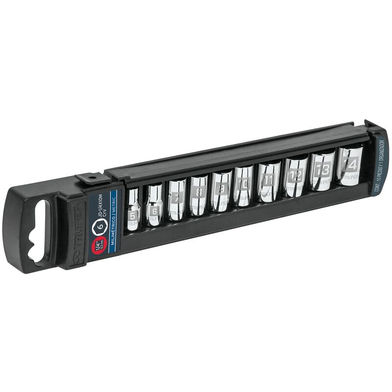 

Juego llaves vaso, cuadro 1/4', 10 pzs, 5 a 14mm