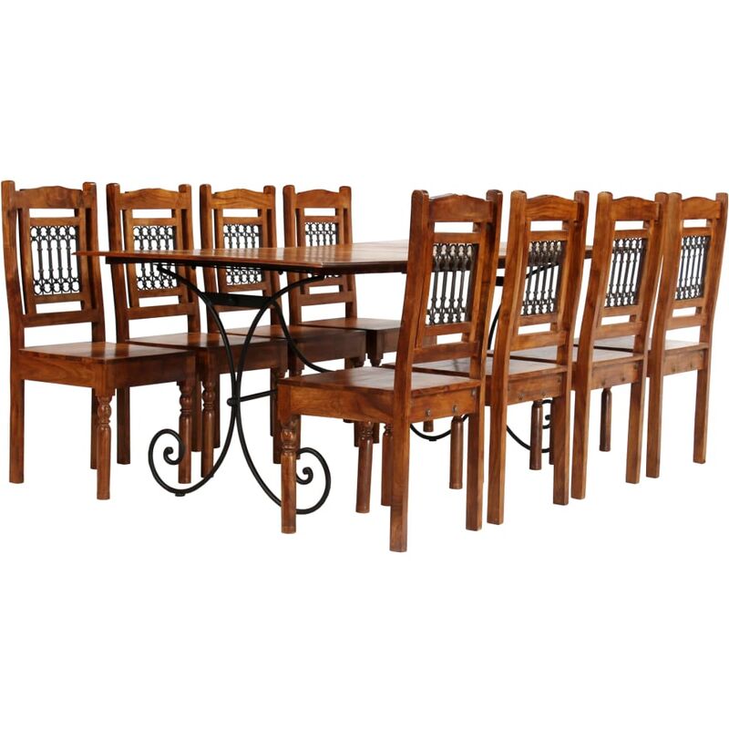 

Juego mesa comedor 9 piezas madera de acacia acabado sheesham