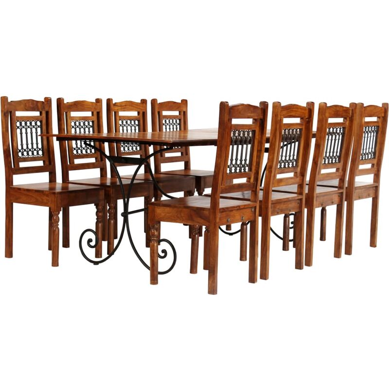 

vidaXL Madera de Acacia Acabado Sheesham Juego de Comedor 9 Piezas - Marrón