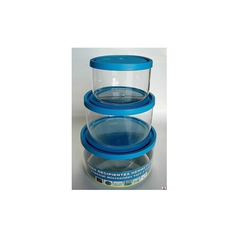 

Hermetico Alimentos Redondo Con Tapa Microondas Cristal Tecnhogar 3 Pz