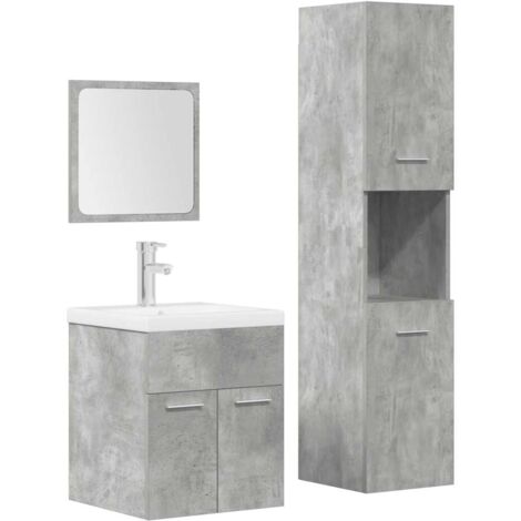 Juego muebles de baño 4 pzas madera contrachapada gris hormigón vidaXL