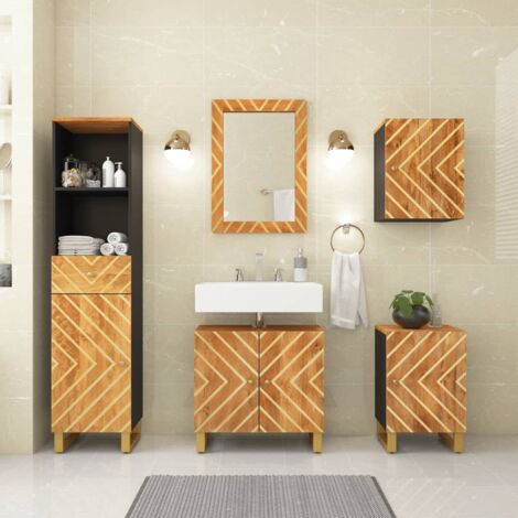 Armario de baño de pared madera maciza de mango 38x33x48 cm