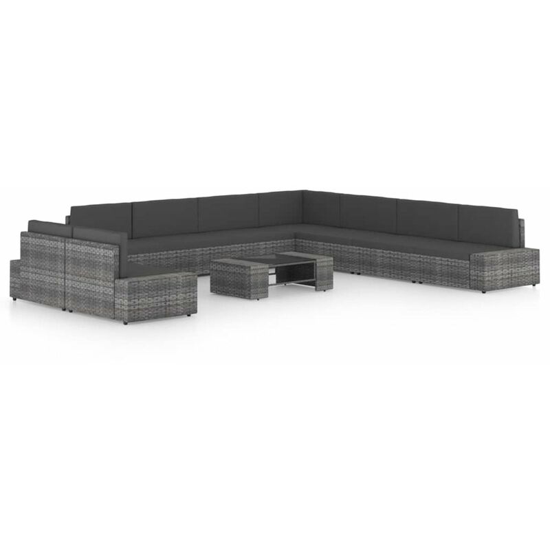 

Juego muebles de jardin 10 pzas y cojines ratan sintetico gris