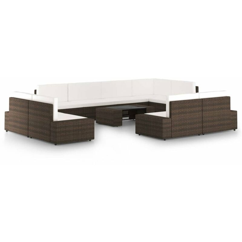 

Juego muebles de jardin 10 pzas y cojines ratan sintetico marron