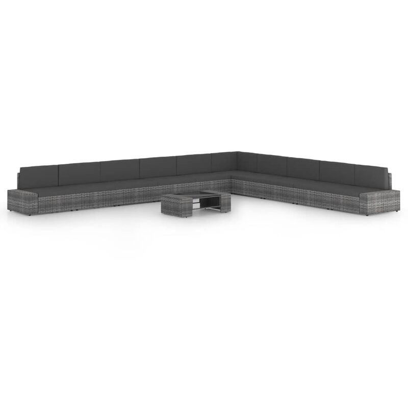 

Juego muebles de jardín 11 pzas y cojines ratán sintético gris
