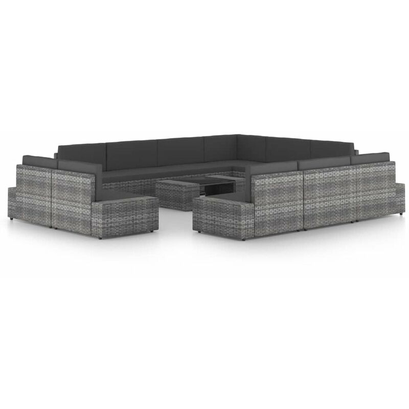 

Juego muebles de jardin 12 pzas y cojines ratan sintetico gris