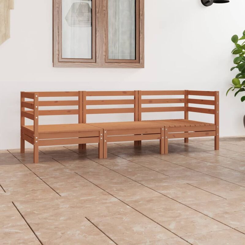 

Juego muebles de jardín 3 pzas madera maciza pino marrón miel