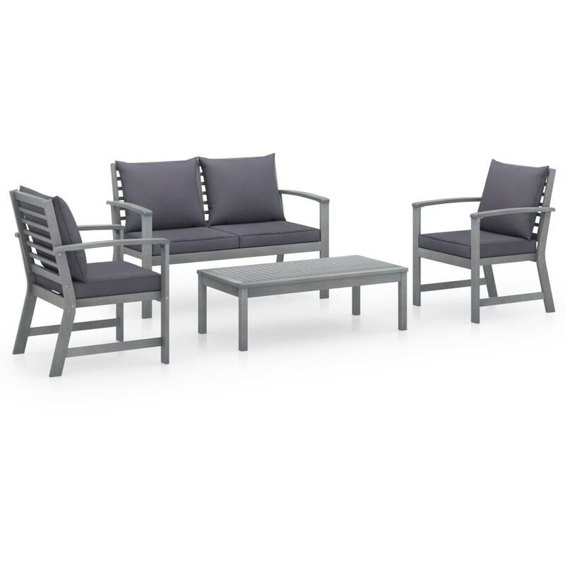 

Juego muebles de jardín 4 piezas y cojines madera acacia maciza