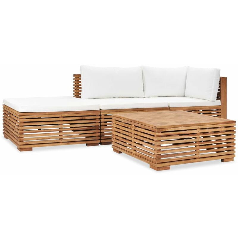 

Juego muebles de jardin 4 piezas y cojines madera maciza teca