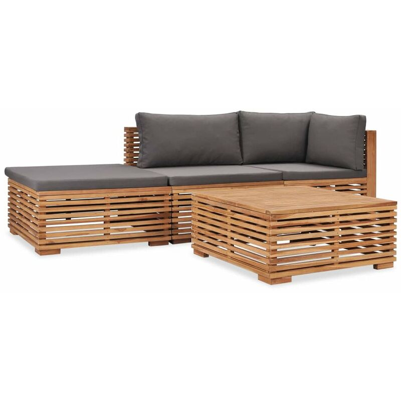 

Juego muebles de jardin 4 piezas y cojines madera maciza teca