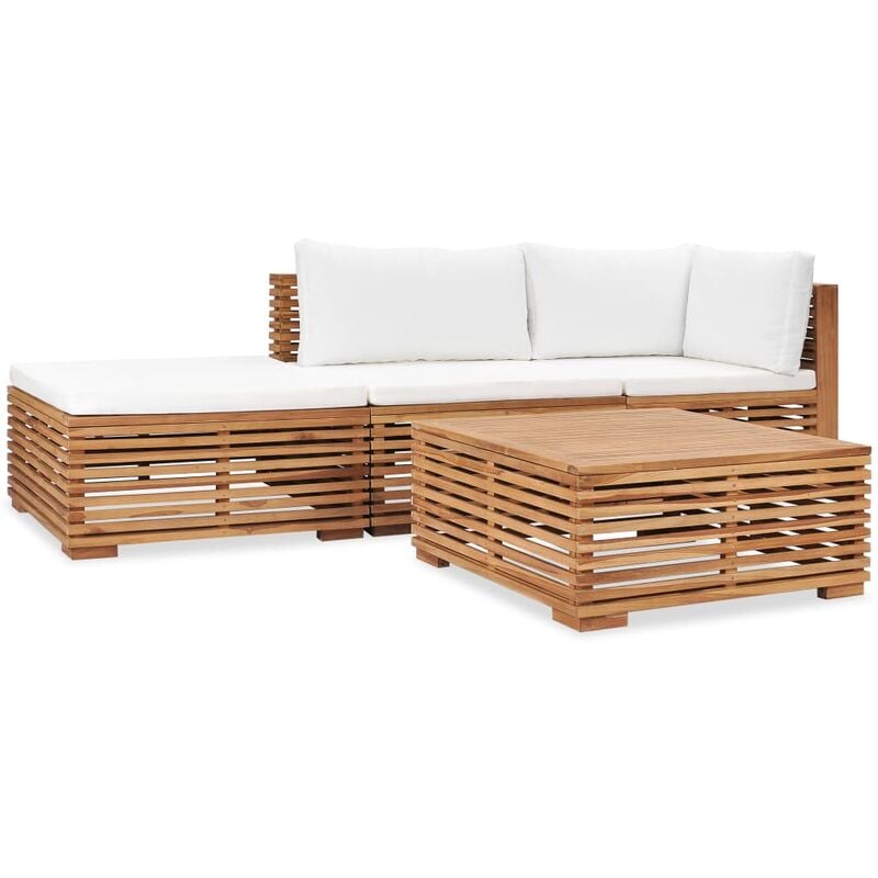 

Juego muebles de jardín 4 piezas y cojines madera maciza teca
