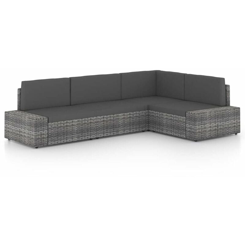 

Juego muebles de jardin 4 pzas y cojines ratan sintetico gris