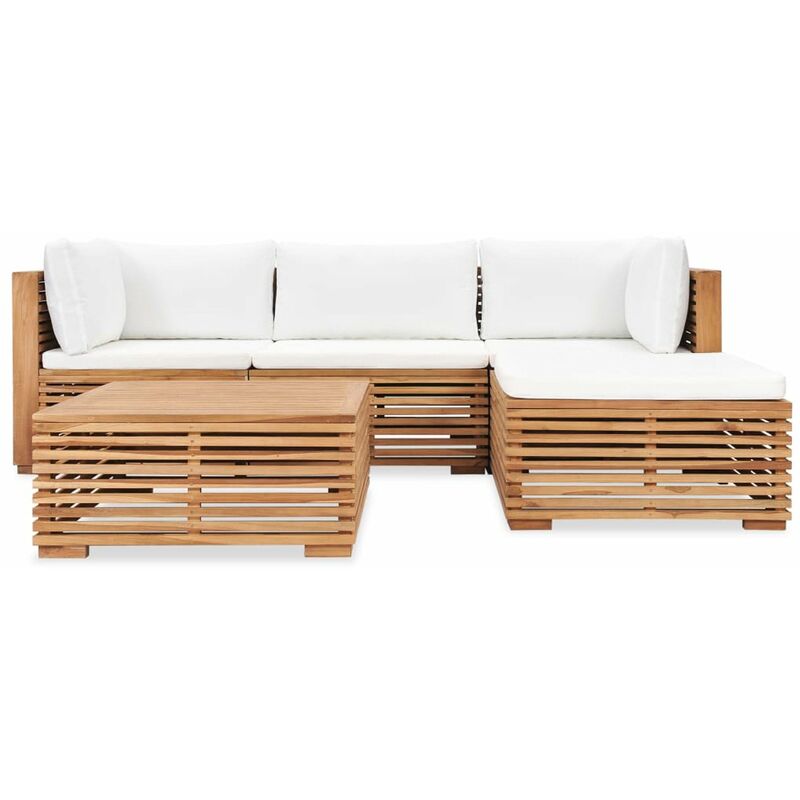 

Juego muebles de jardin 5 piezas y cojines madera maciza teca