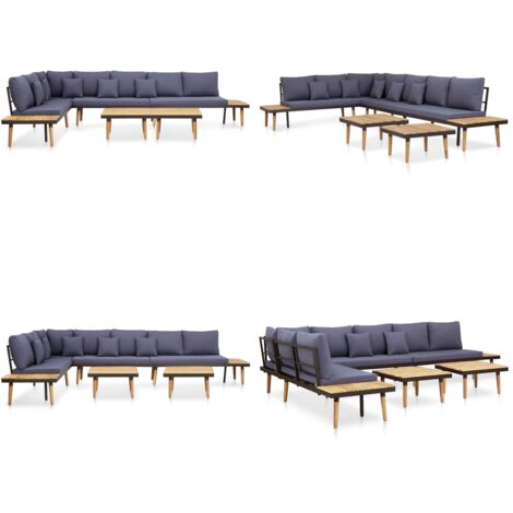 Juego muebles de jardín 5 plazas y cojines madera acacia marrón - Muebles de jardín - Sofás de jardín
